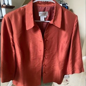 Adrianna Papell 100% silk button down women’s blouse burnt red color.
